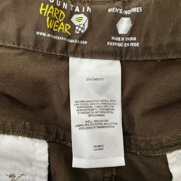 Mountain Hardwear Cadoba brown heavy cotton pants mens size 38X30 - Picture 5 of 7